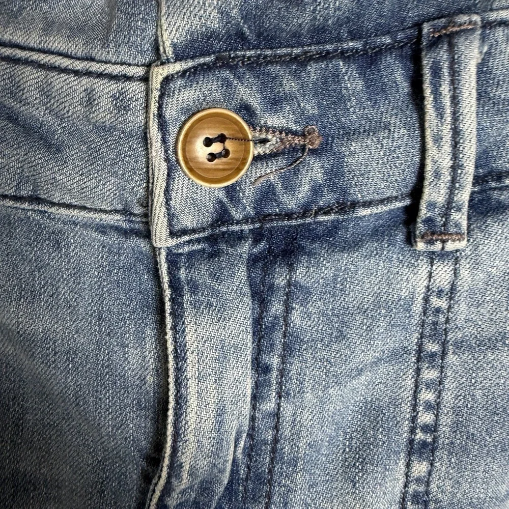 Free People Size‎ 6 Blue Denim Jean Paper Bag Waist Patch Pocket Mini Skirt